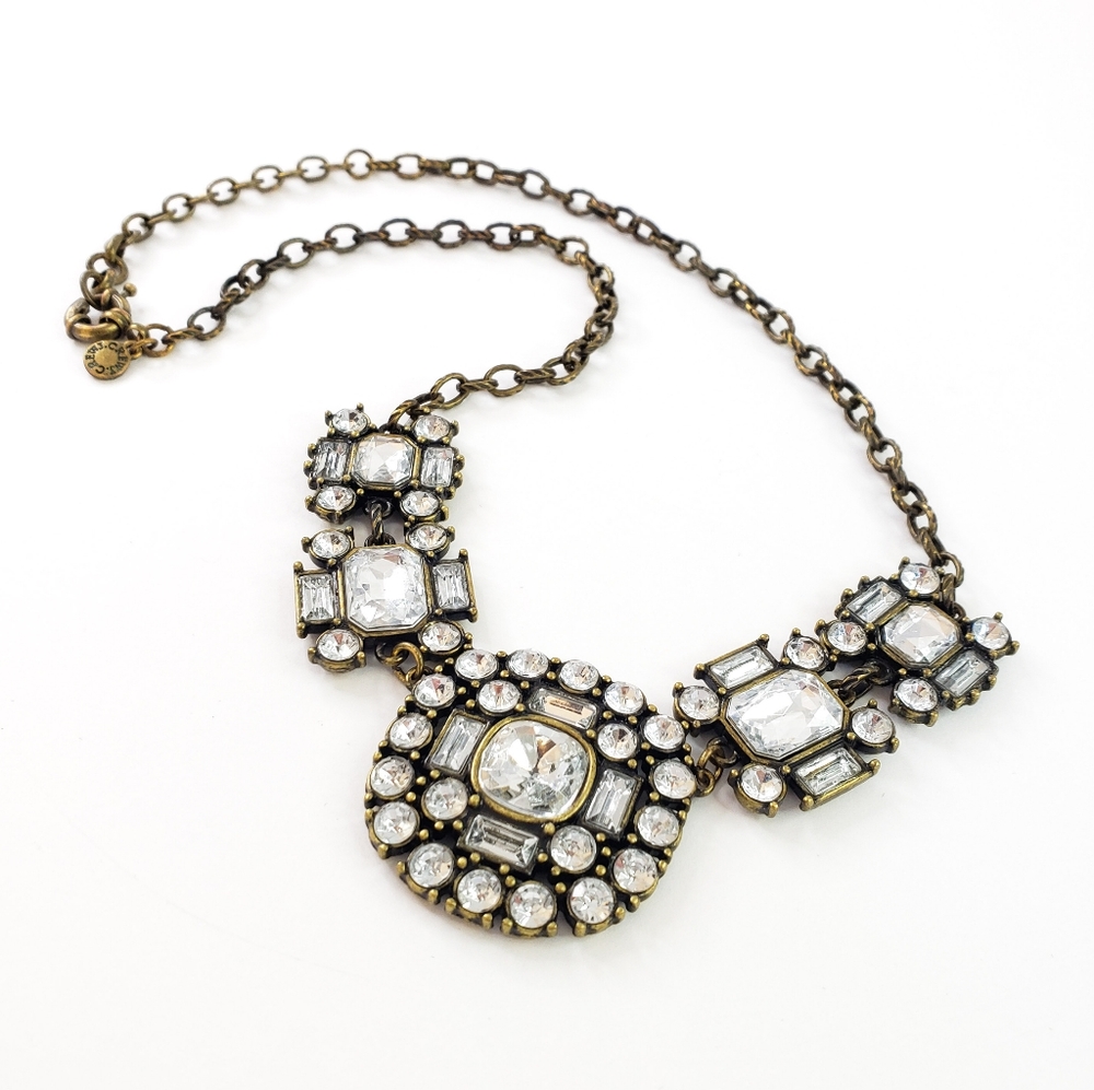 J. Crew Gold Tone Rhinestone Statement Necklace - Picture 5 of 8